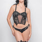 Sheer lace black corset with underwire support and delicate detailing, ideal for honeymoon evenings.