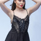 Black lace babydoll dress with satin bow, elegant lingerie for special nights and bedroom romance.