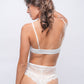 Back view of white lace teddy bodysuit with sheer lace, sexy lingerie for weddings and anniversaries.