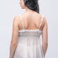 Back view of transparent white babydoll dress with ruffled straps, sensual lingerie for intimate nights