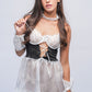 Sexy maid roleplay babydoll with lace bra and sheer skirt, perfect for fantasy nights and playful bedroom dress-up.
