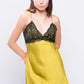 Charming YELLOW GREEN babydoll lingerie with sheer detailing, ideal for anniversaries and intimate evenings.