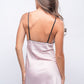 Back view of pink satin babydoll with lace details, sexy bedroom nightwear.