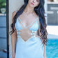 Sheer lace and satin blue babydoll dress, ideal for bridal trousseau or bedroom wear.